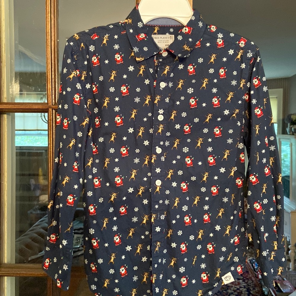 Boys Fortnite Dabbing Santa Christmas Shirt Sz 8